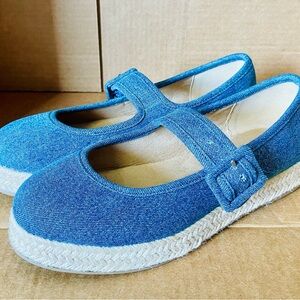 Denim Espadrille Mary Jane platform- Blue